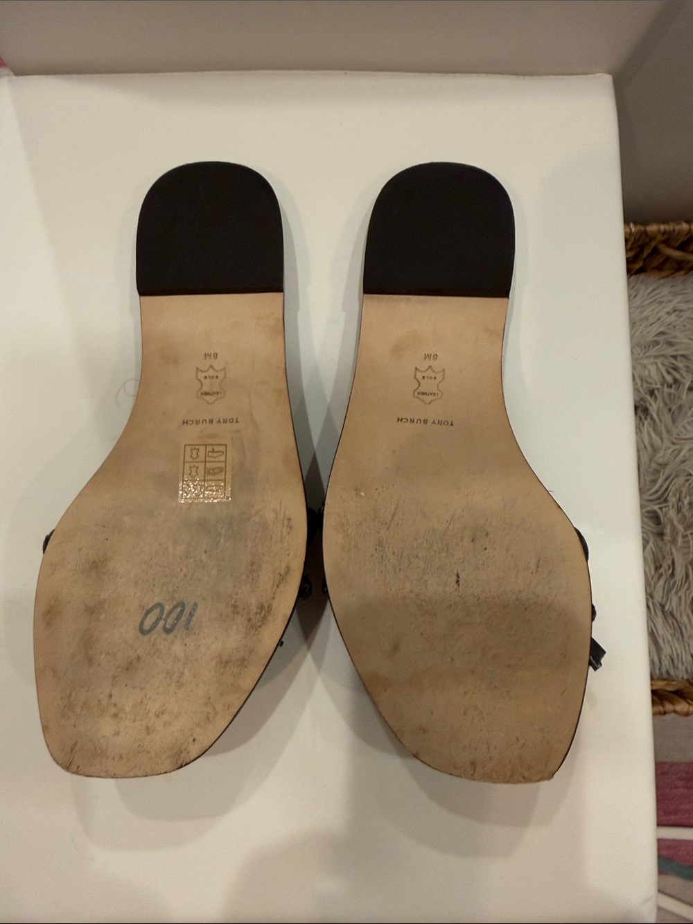 Tory Burch Gray Raffia Knot Slide Sandals - Picture 4 of 5